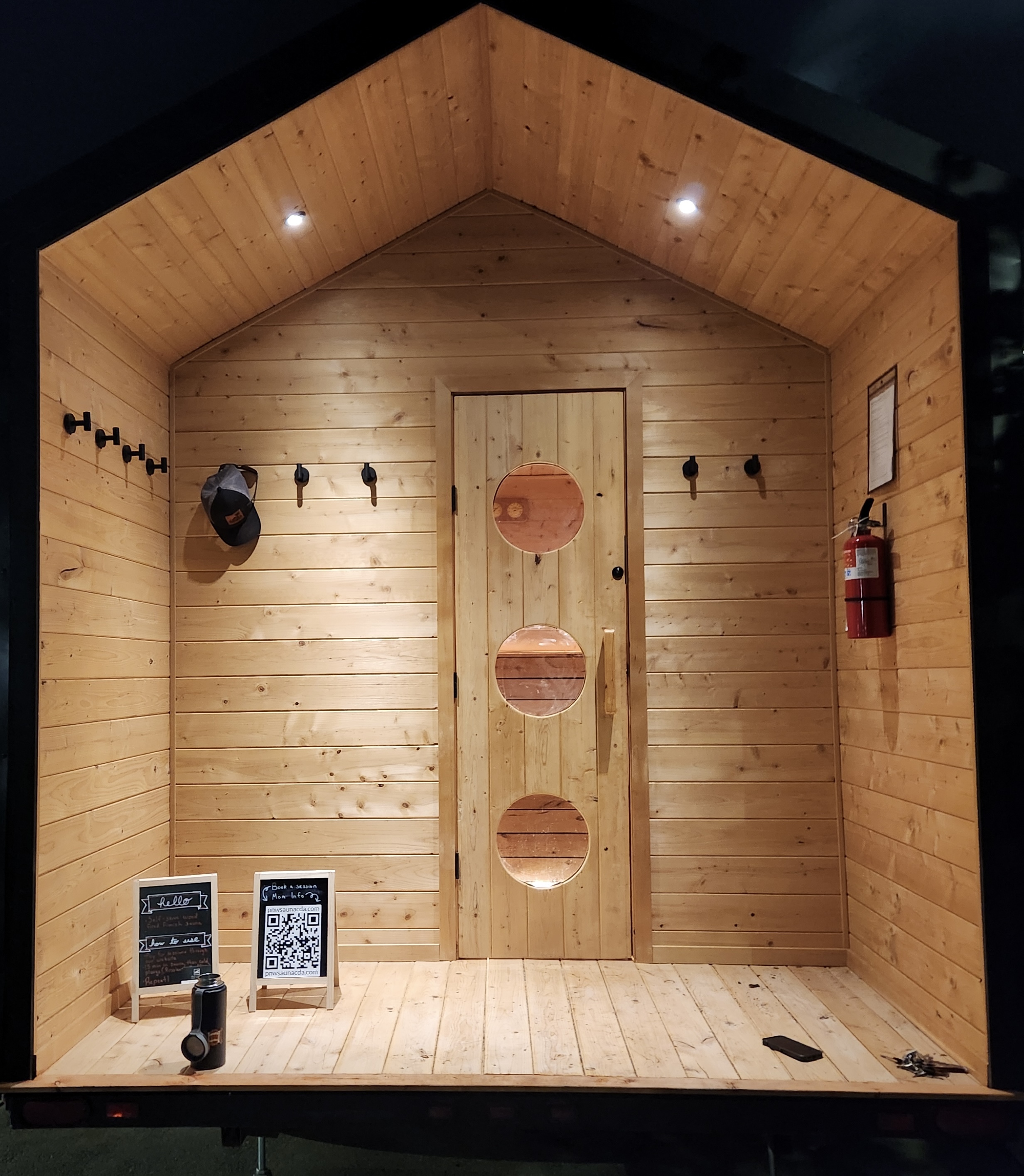 Peaceful sauna exterior by the river